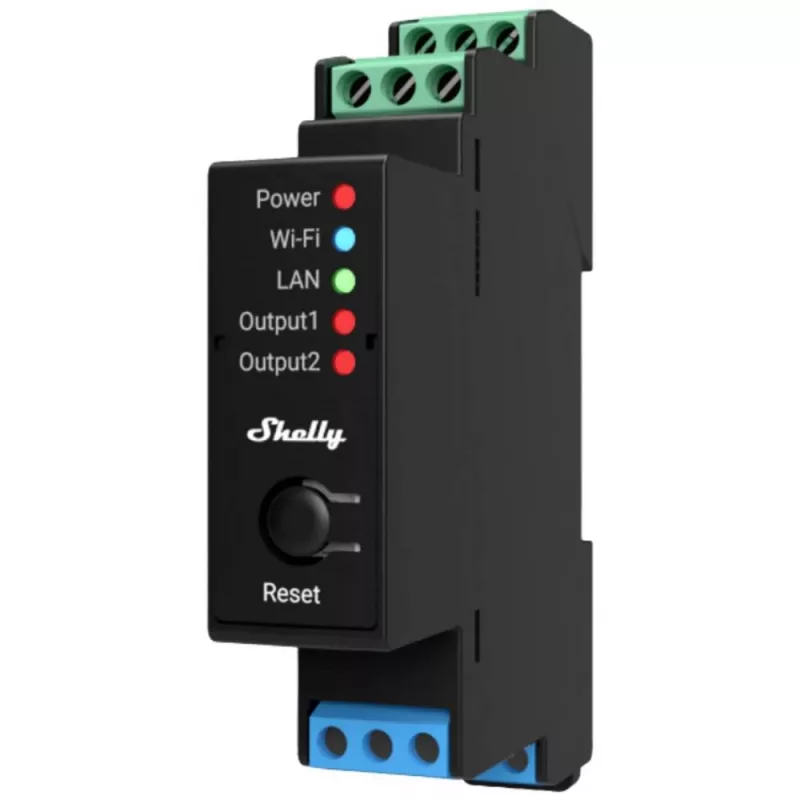 Pro 2PM, 25A, Wi-Fi, LAN un Bluetooth 2-kanālu viedais relejs ar jaudas mērīšanu, mājas automatizācija