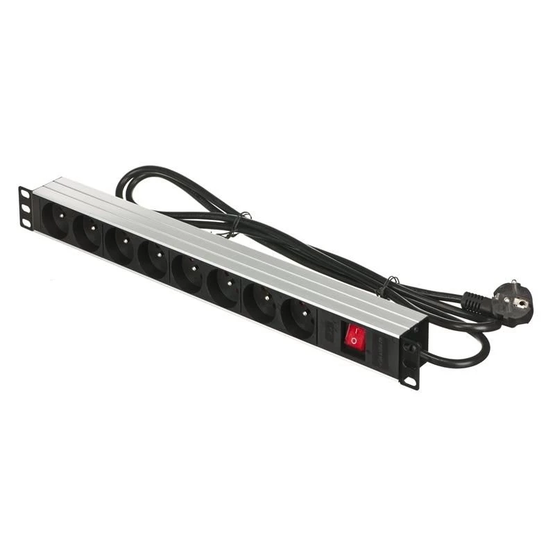 Alantec 19-inch 1U Jauda Strip, 8x CEE 7/5, Switch, 1.8m (PZ081U)