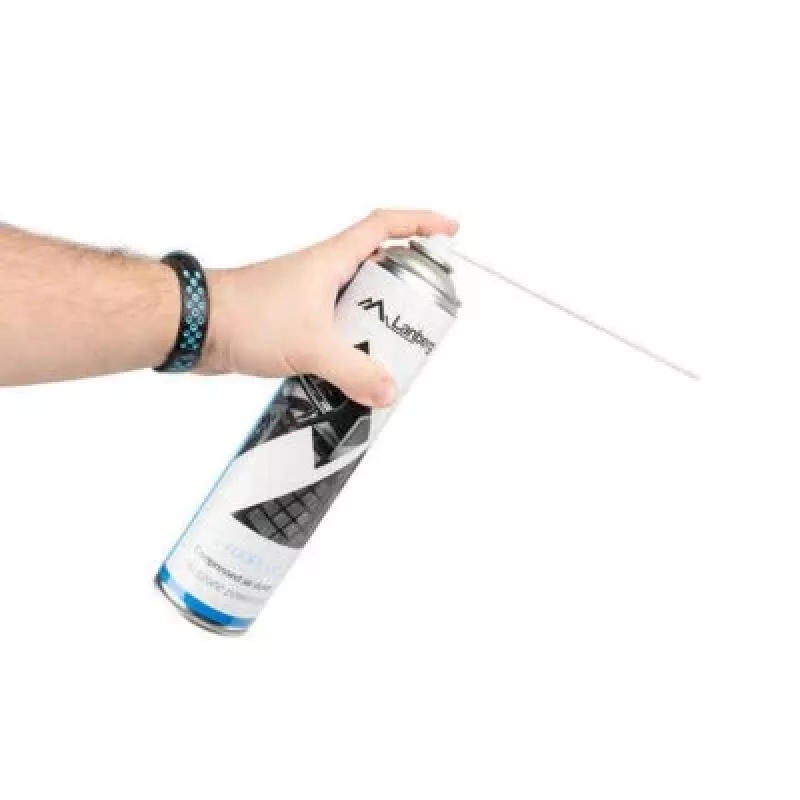 Saspiesta gaisa putekļu pūtējs LANBERG CG-600FL-001 — 600 ml, datoru tīrīšanai, melns/zils/baltss