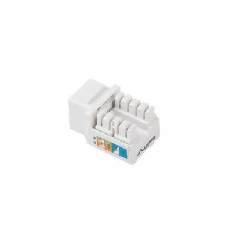 Keystone modulis LANBERG KSU6-1090, Cat6 U/UTP plakans, RJ-45 vīrišķais uz LSA sievišķo, AWG 22/26, 14.5×16.1 mm, balts