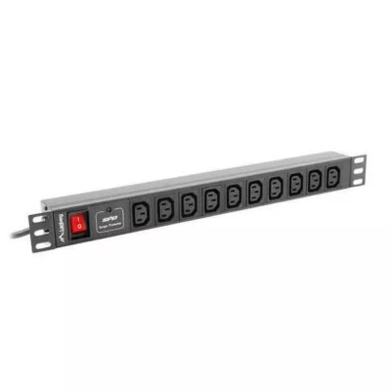 Strāvas sadalītājs LANBERG PDU-10I-0200-IEC-BK — 10× C13 rozetes, 2 m kabelis, 10 A, 2500 W, melns
