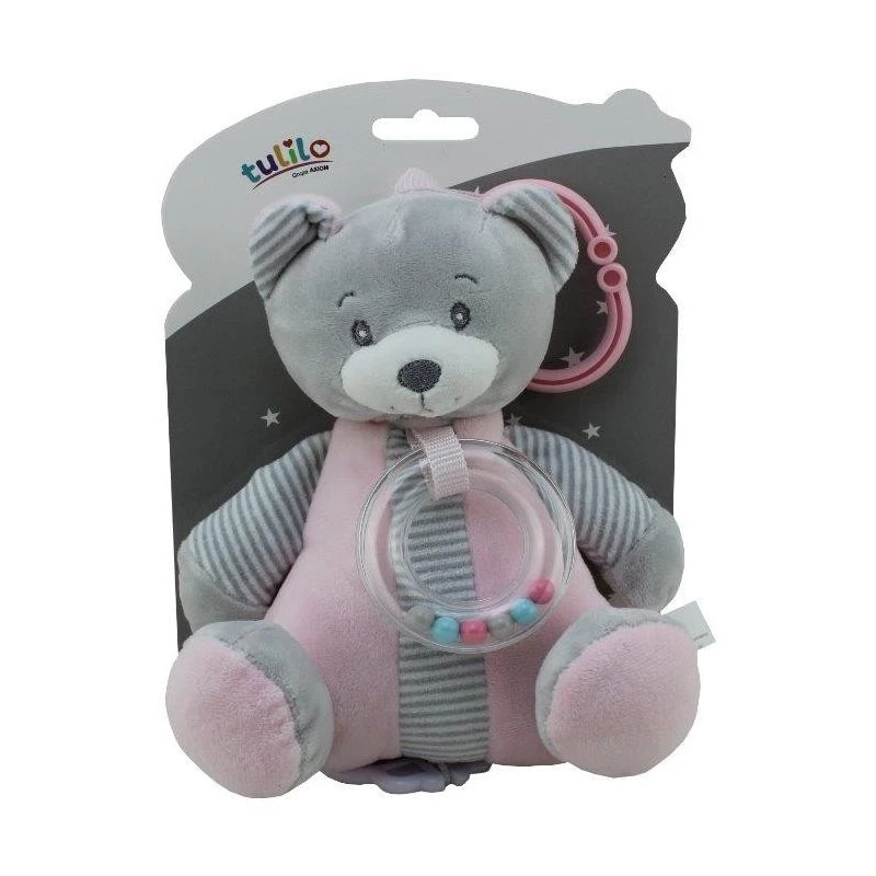 Muzikāla rotaļlietu kastīte TULILO 9109 Rozā Lācītis 18 cm - uzvelkama mūzikas kastīte