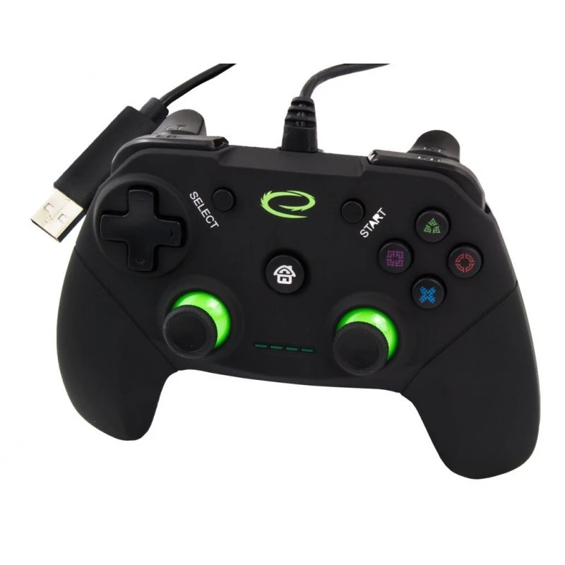 Spēļu kontrolieris ESPERANZA EGG110K vadu USB ar vibrāciju, 12 pogas, 1,5 m kabelis — PC un PS3