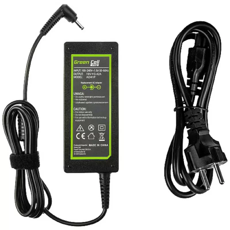 Strāvas adapteris Green Cell AD41P 65W ASUS klēpjdatoriem, 19V 3,42A, iekštelpām, melns