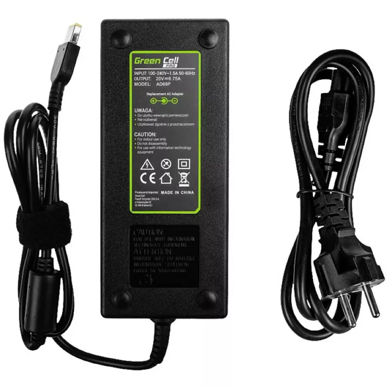 Strāvas adapteris zaļa Cell AD68P 135 W maiņstrāvas-līdzstrāvas 20 V 6,75 A iekštelpu melns
