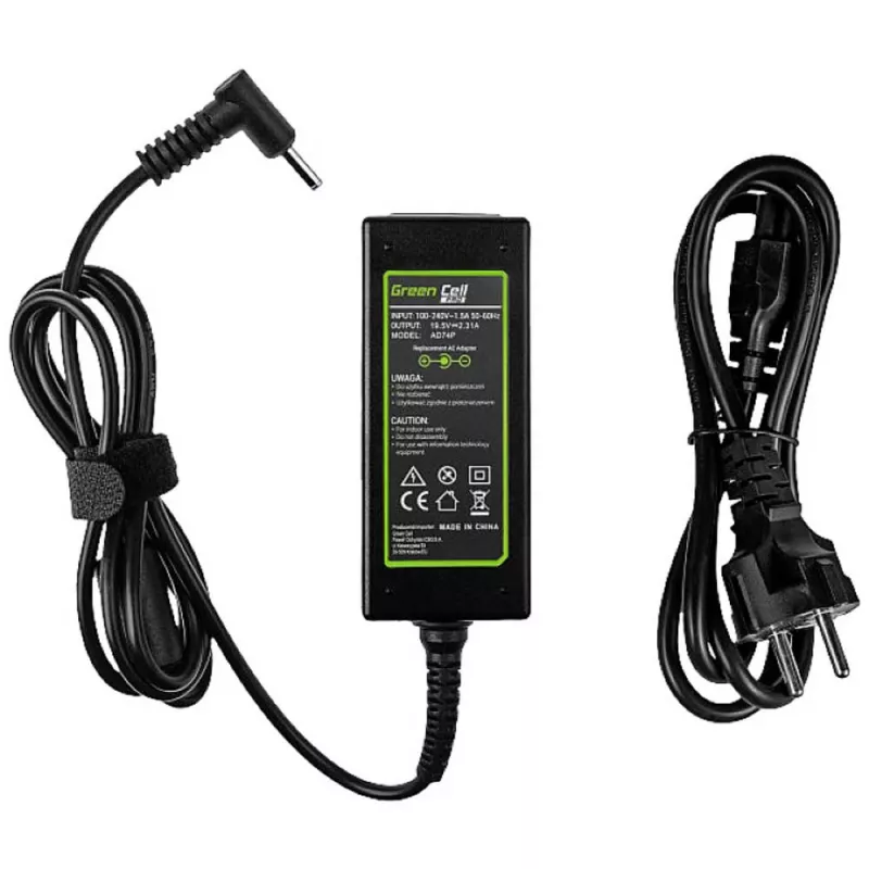 AC-to-DC klēpjdatora strāvas adapteris Green Cell AD74P 45W 19.5V 2.31A iekštelpām, melns