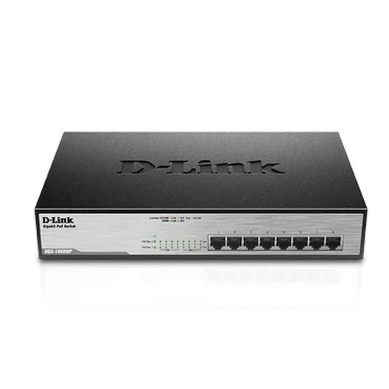 Nepārvaldāms slēdzis D-Link DGS-1008MP 8 portu galddatora Gigabit Max PoE slēdzis