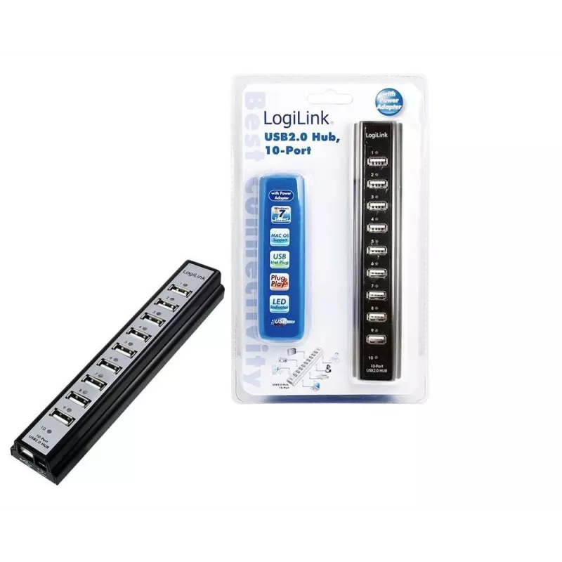 LogiLink UA0096 interfeisa centrmezgls 480 Mbit/s Melns