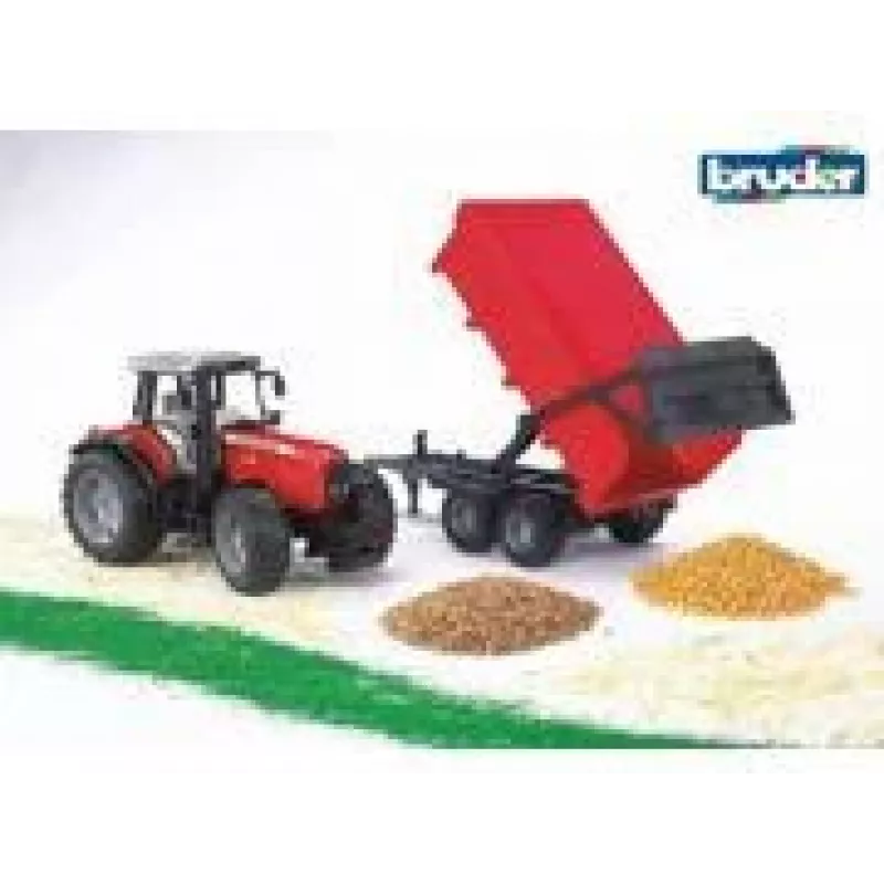 Traktora modelis BRUDER Massey Ferguson 7480 ar pašizgāzēju piekabi