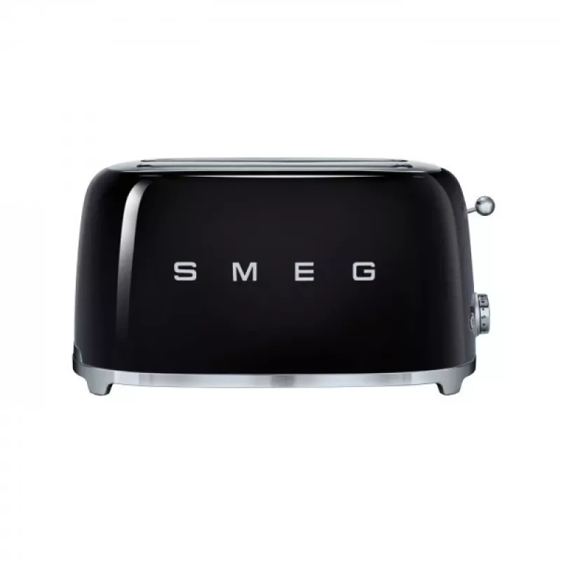 Smeg - TSF02 Toasteris 4 šķēlēm - Melns/lakots/PxAxD 41x20,8x21,5 cm/6 grauzdēšanas pakāpes/1500W