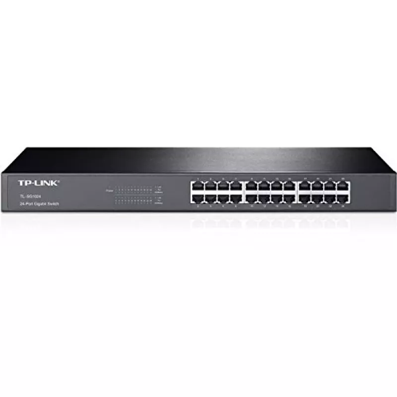 TP-Link 24 portu Gigabit tīkla slēdzis plauktu montāžai, nepārvaldīts, Gigabit Ethernet (10/100/1000), pilns duplekss, plauktu montāža, 1U