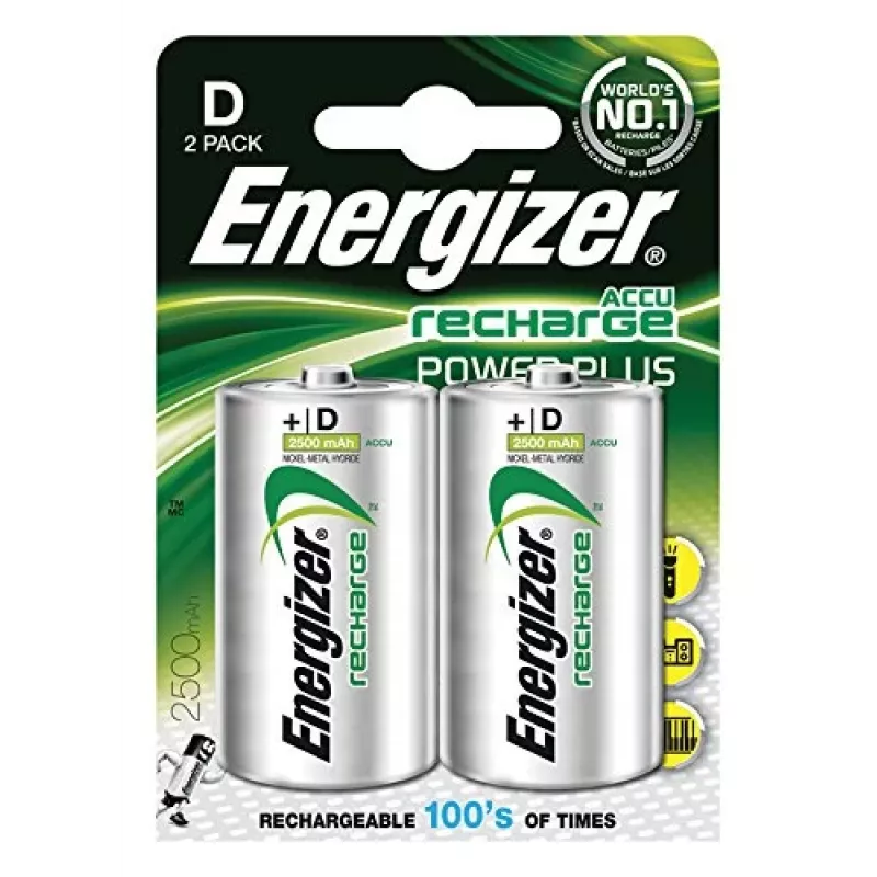 Energizer NiMH uzlādējamās D baterijas 2500mAh – 2 iepakojums