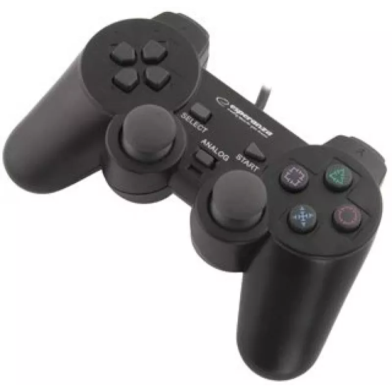 Gamepad ESPERANZA EG102 vadu USB 2.0, PC/PlayStation 3 atbalsts, D-pad, vibrācija, melns