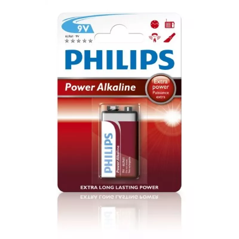 Vienreizlietojama baterija Philips Power Alkaline Battery 6LR61P1B/10