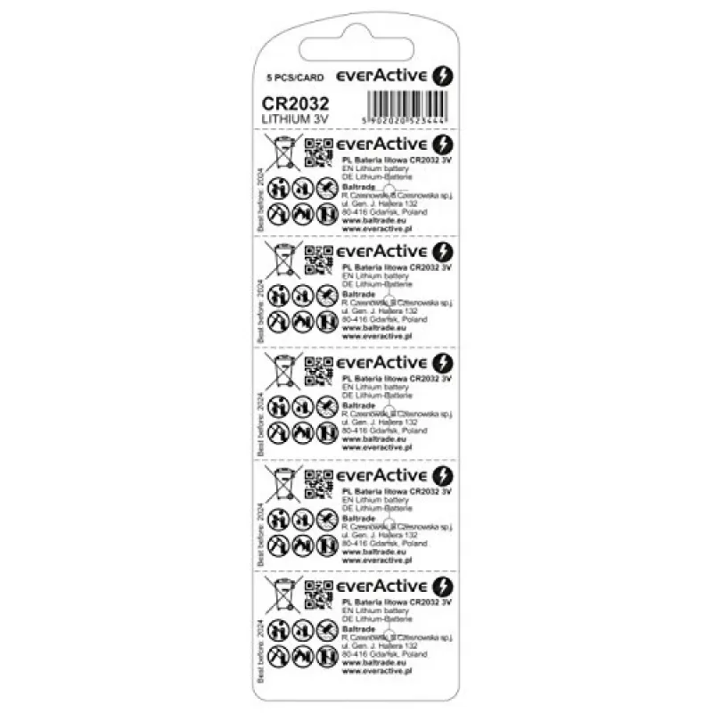Lithium batteries everActive CR2032 - blister 5 gab.
