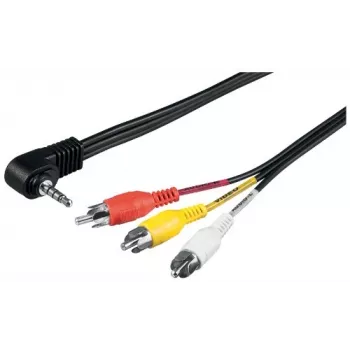 Wentronic Goobay 3,5 mm ligzdas/RCA adaptera kabelis, 1,5 m - 3,5 mm ligzdas spraudnis (4 kontaktu, stereo) 90° > 3x RCA spraudnis (50209)