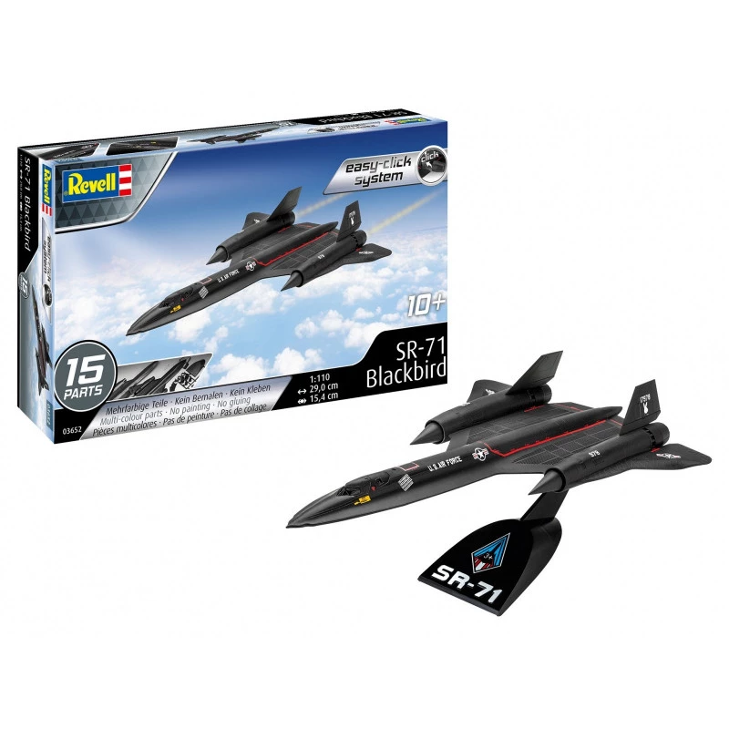 Revell 1/110 mēroga Lockheed SR-71 Black Bird Easy Click modeļa komplekts
