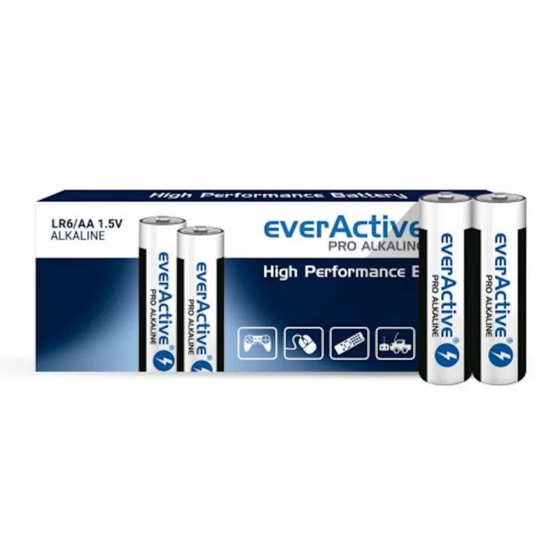 Vienreizējās lietošanas AA sārma baterijas everActive LR610PAKPA, 1,5 V, 3000 mAh, iepakojumā 10 gab.