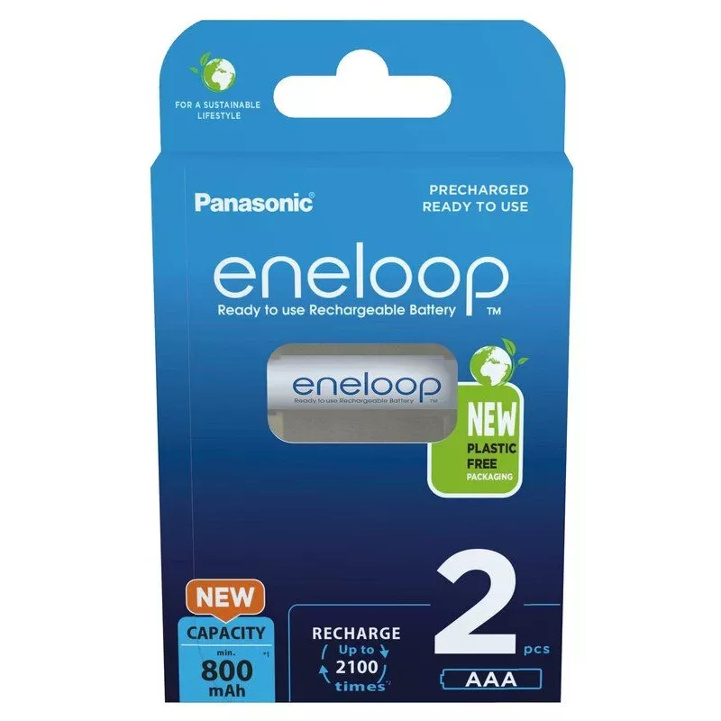 Uzlādējamās baterijas PANASONIC ENELOOP AAA 800 mAh 2 gab. (BK-4MCDE/2CP)
