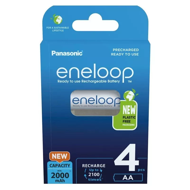 Uzlādējamās baterijas PANASONIC ENELOOP AA 2000 mAh 4 gab. (BK-3MCDE/4CP)
