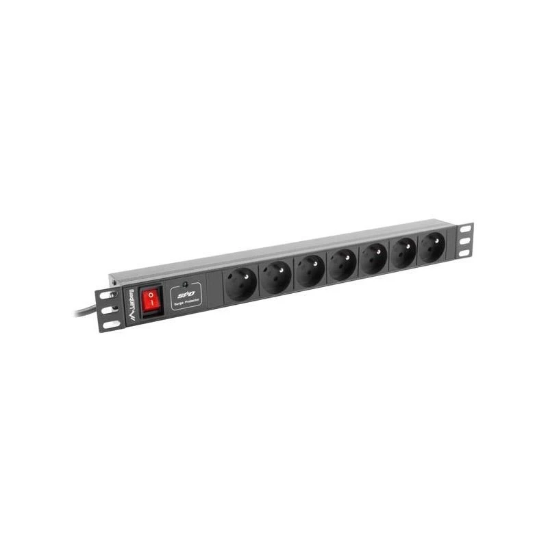 LANBERG PDU-07E-0200-IEC-BK PDU 1U 10A 7 kontaktligzdas Franču 2m Melns