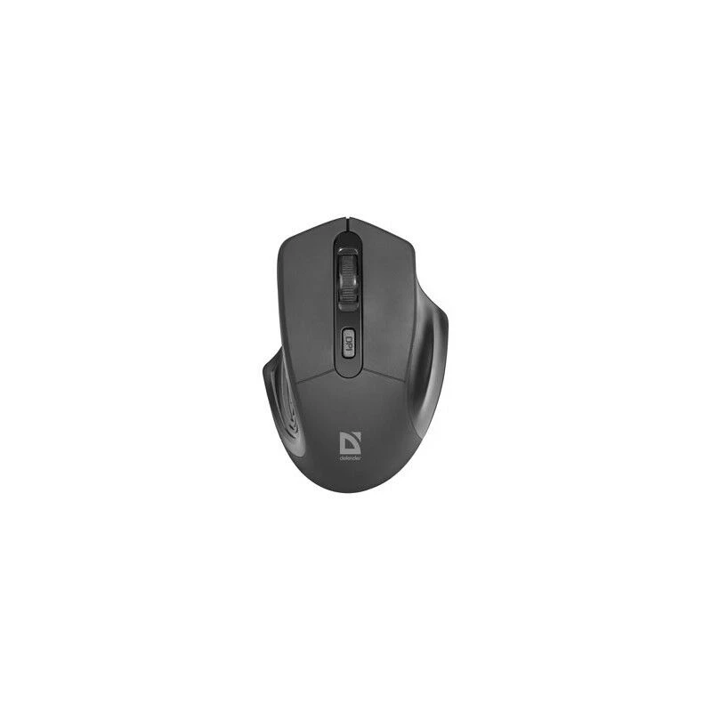Bezvadu optiskā pele DEFENDER Datum MB-345 RF, piemērota abām rokām/labroču, 1600 DPI, 3 pogas, USB RF uztvērējs, melna