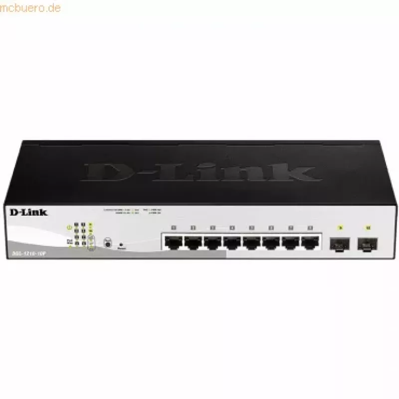 D-Link DGS-1210-10P Pārvaldāms L2 Gigabitu Ethernet (10/100/1000) Power over Ethernet (PoE) 1U Melns