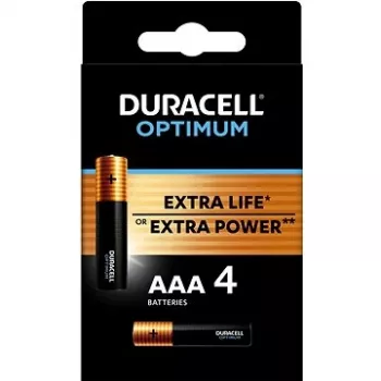 Duracell OPTIMUM AAA alkaline batteries pack of 4 — long-lasting power for small devices