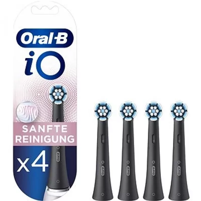 Zobu birstes galviņas Oral-B iO Gentle Care — 4 gab., melnas rezerves galviņas