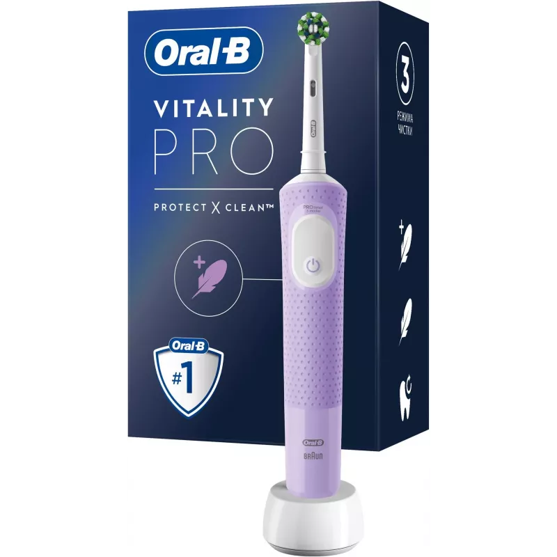 Oral-B D103 Vitality Pro | Elektriskā zobu birste | Uzlādējama | Pieaugušajiem | ml | Sariņu skaits | Ceriņu migla | Iekļauto sariņu skaits 1 | Zobu tīrīšanas režīmu skaits