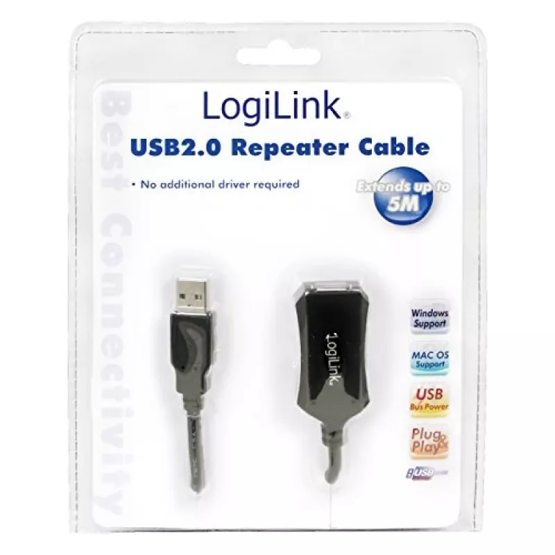 LogiLink USB 2.0 pagarinātājkabelis - 5,0 m USB kabelis 5 m USB A