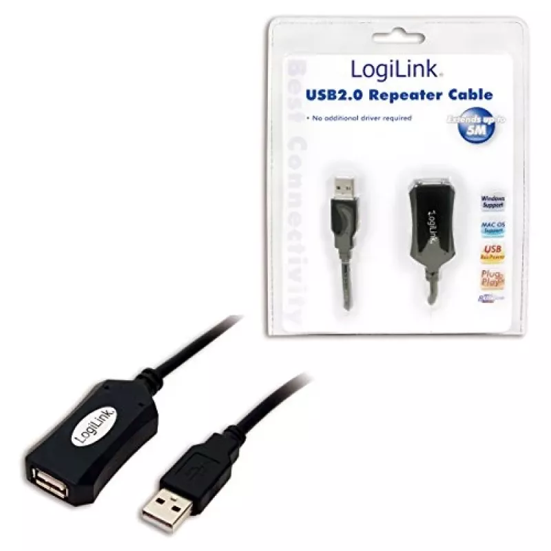 LogiLink USB 2.0 pagarinātājkabelis - 5,0 m USB kabelis 5 m USB A