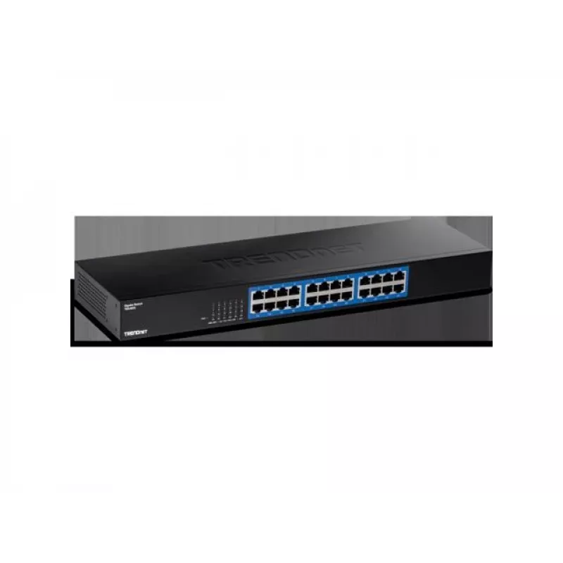 TRENDnet 24 portu Gigabitu slēdzis, TEG-S25, 24 x Gigabitu RJ-45 porti, 48 Gbps pārslēgšanas jauda, bez ventilatora dizains, metāla korpuss, iekšējais barošanas avots