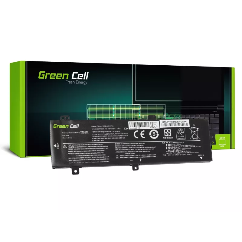 Baterija zaļa Cell LE118 Lenovo Ideapad 310-15 (7,6 V, 3500 mAh, 4 elementi, LiPo, melna)