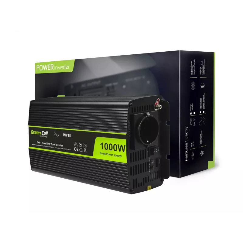 INV18 - Universāls - Auto - 24 V - 1000 W - 230 V - Līdzstrāvas uz maiņstrāvu