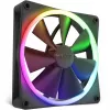 Korpusa ventilators NZXT F140 RGB 14 cm, melns, 500–1800 RPM, Fluid Dynamic Bearing, 4-pin, 18 gaismas diodes
