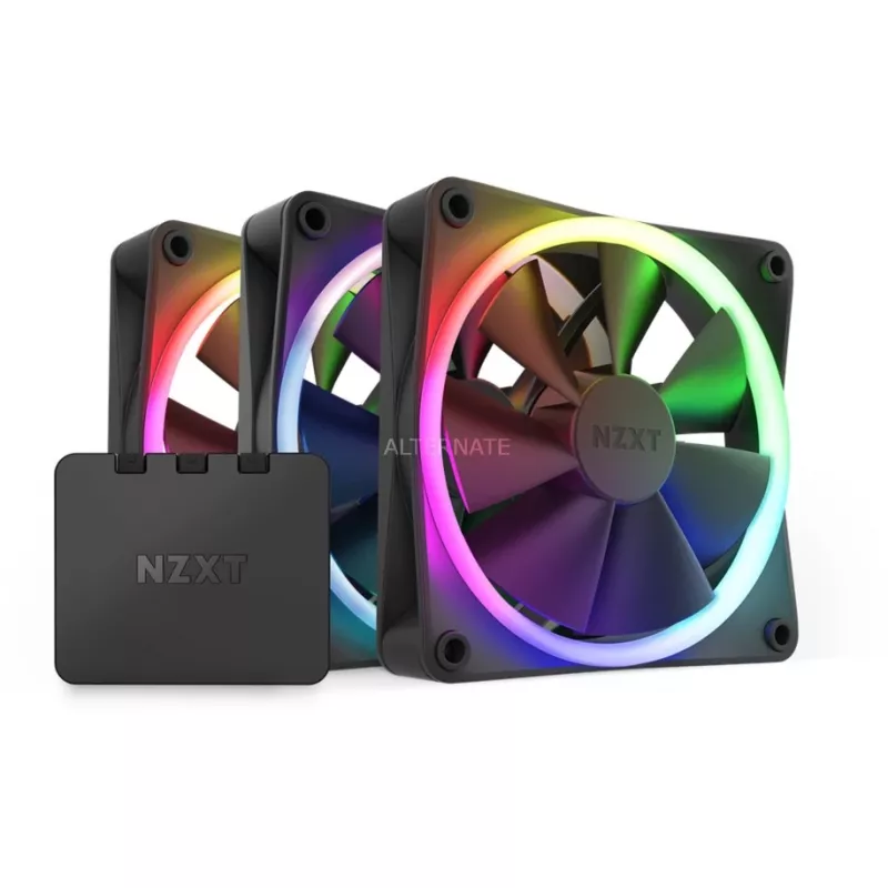NZXT F120 RGB 120mm ARGB korpusa ventilatoru trīskāršais komplekts - melns