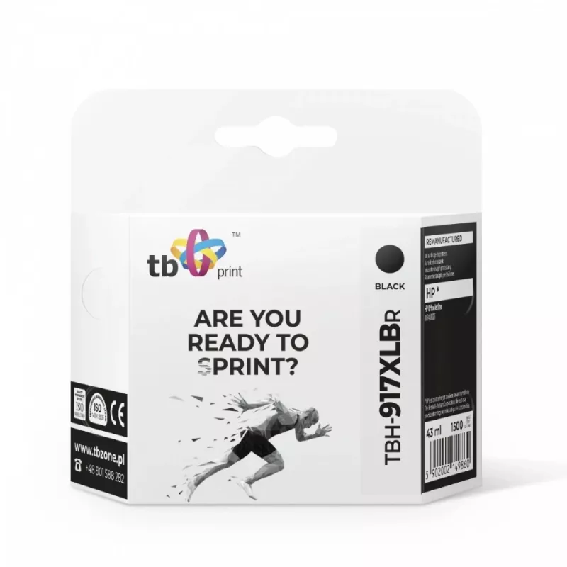 Tintes kasetne TB Kompat. S HP OfficeJet Pro 8025 917XL, BK Reman.