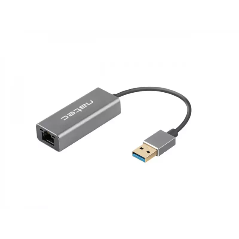 USB centrālmezgls NATEC Cricket USB 3.2 Gen 1 Type-A ar RJ-45 Ethernet 1000 Mbit/s, alumīnija korpuss, melns