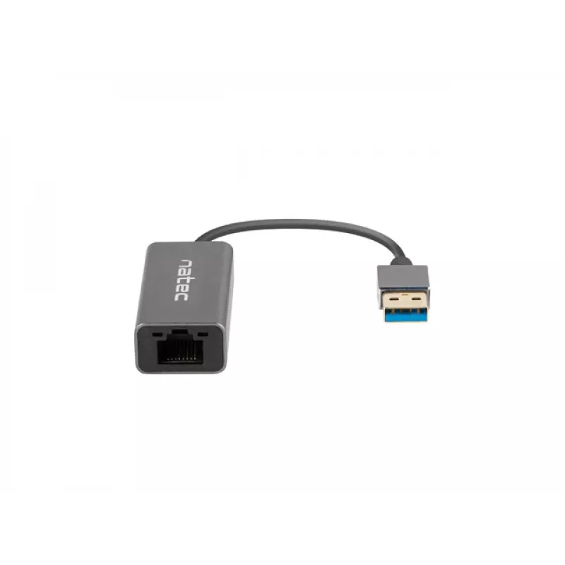 USB centrālmezgls NATEC Cricket USB 3.2 Gen 1 Type-A ar RJ-45 Ethernet 1000 Mbit/s, alumīnija korpuss, melns