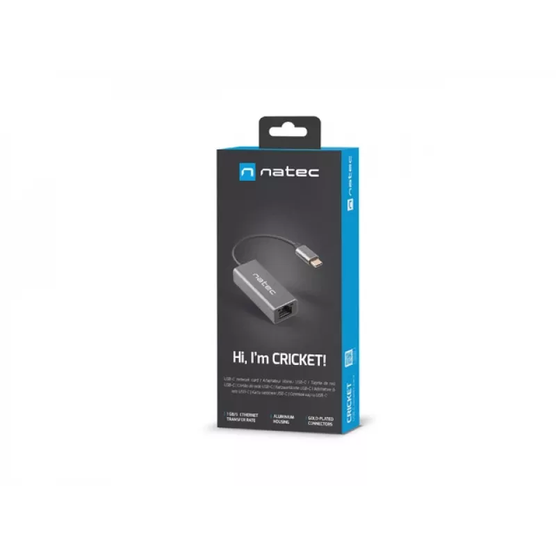 NATEC Cricket USB 3.2 Gen 1 Type-C pelēks Ethernet centrmezgls 1000 Mbit/s
