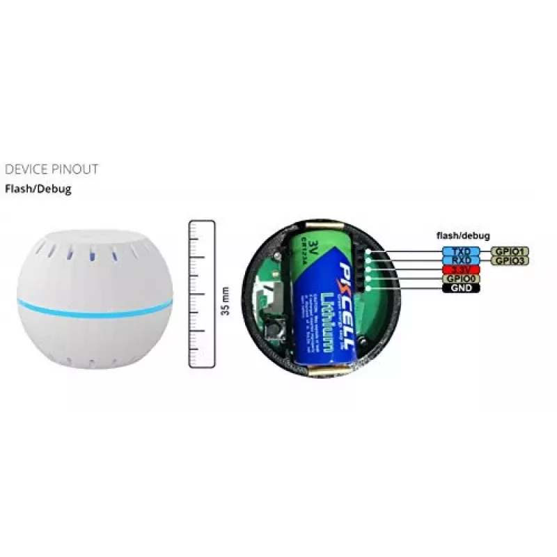 Shelly H&T, Mitruma un Temperatūras Bezvadu Gudrais Sensors, Kompakts, WiFi, Higrometrs, Mājas Automatizācija, iOS Android Lietotne – Melns