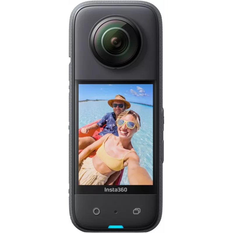 Action kamera Insta360 X3 — 72 MP, 5K Ultra HD (5760×2880), 100 fps, CMOS, Wi‑Fi, iebūvēts displejs, MicroSD, 0,508 kg, melna