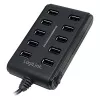Logilink UA0125 USB centrmezgls 10 portu USB 2.0 ar strāvas adapteri 3,5 A, | Logilink