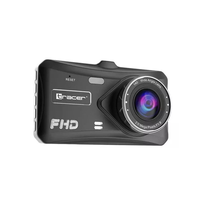 Dashcam TRACER 4TS Full HD divkanālu videoreģistrators, 2 MP galvenā, 0,4 MP salona, 140°/60° leņķi, 4 collu IPS Displejs, 150 mAh Baterija, alumīnija korpuss, palīgsistēma stāvēšanai