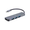 USB-C klēpjdatora dokstacija GEMBIRD A-CM-COMBO2-01 — USB 3.2 Gen 1 Type-C, 3× USB-A, 1× HDMI, pelēka