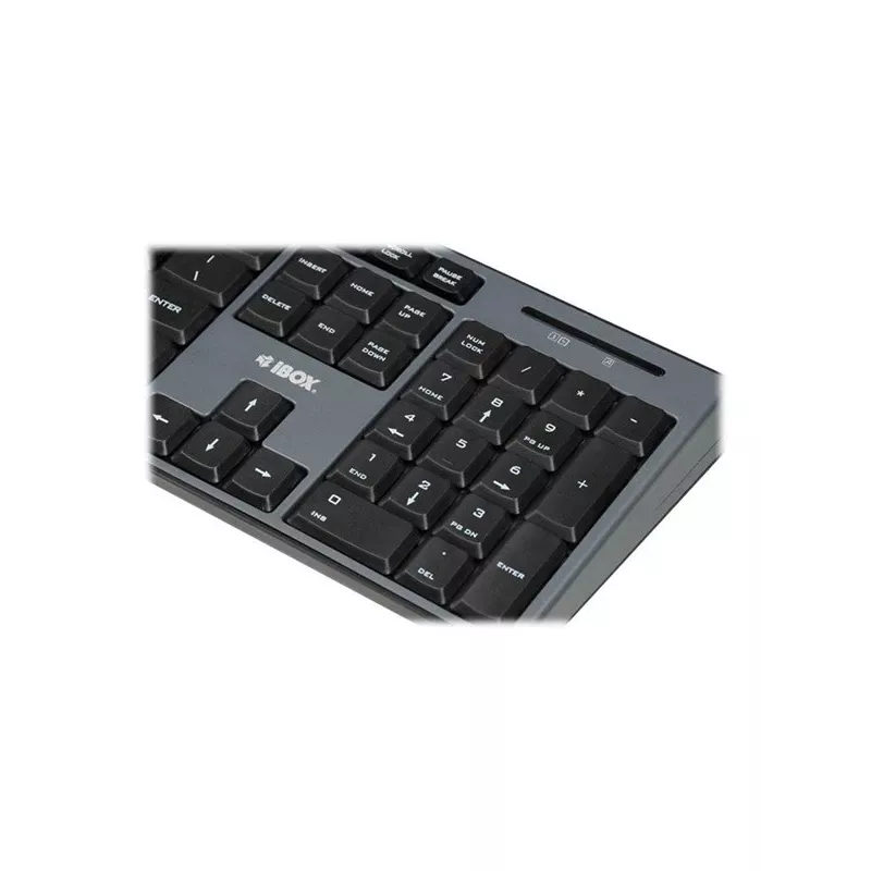 IBOX Desktop Kit Pro bezvadu tastatūra un pele, QWERTY pilna izmēra 104 taustiņi, 2,4 GHz, 1200 DPI, melna