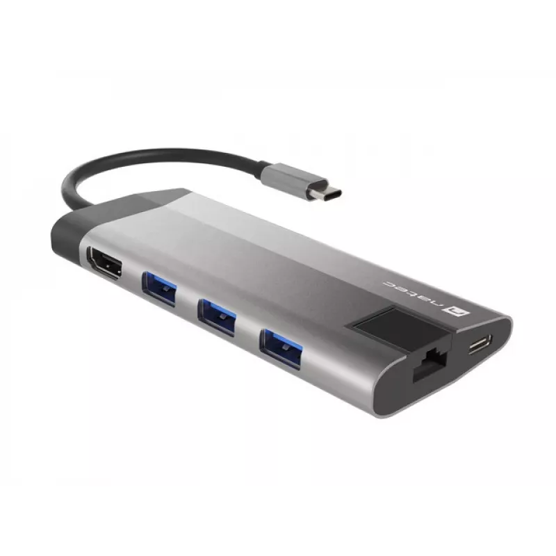 NATEC Fowler Plus USB Type-C Melns pelēka MicroSD SD Hub