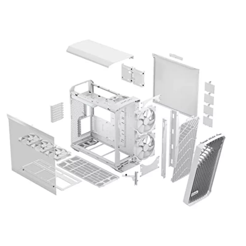 PC korpuss Fractal Design Torrent White — atbalsta ATX, EATX, microATX, ITX; 2x180 mm priekšējie ventilatori; 2.5 collu/3.5 collu sloti