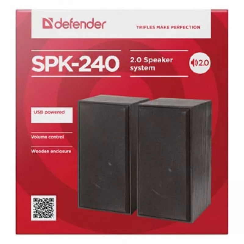 DEFENDER SPK-240 vadu galda skaļruņi, 2.0, 6 W RMS, USB barošana, 3,5 mm, melns
